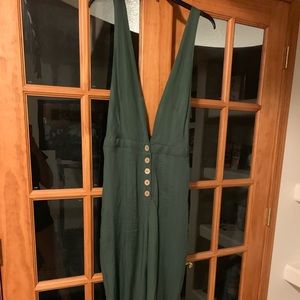 Olive green jumpsuit.